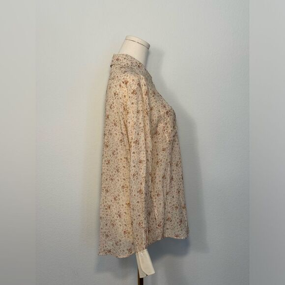 NWOT Chloe Silk Dew Pink C Micro Flower Motif Button Up Blouse Women’s Size 10 - Picture 10 of 16